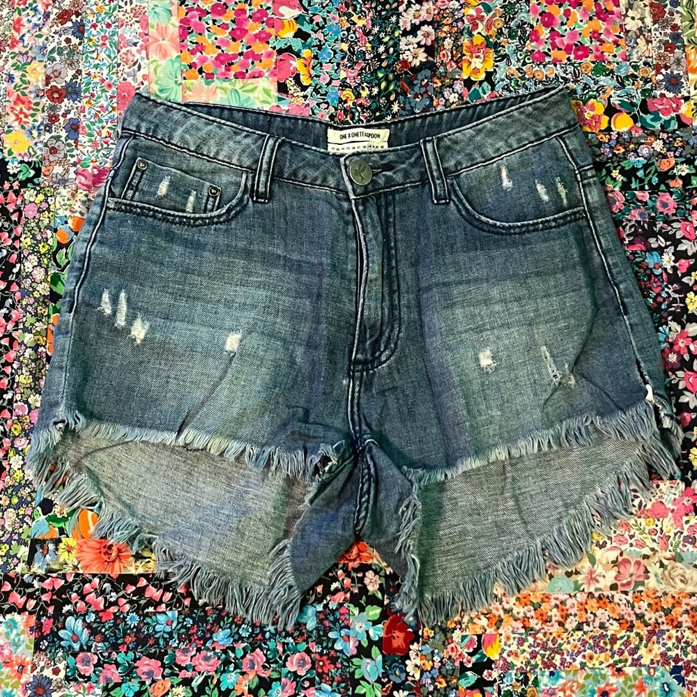 One Teaspoon Frayed Denim Shorts